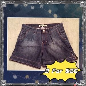 Blue Epic Dark Blue Button Denim Shorts